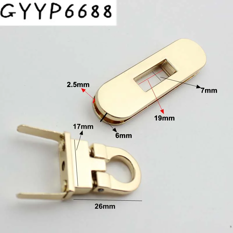 20sets light gold 58*15mm Metal Locks clasp polish handbag closure catch turnlock clasp fastener