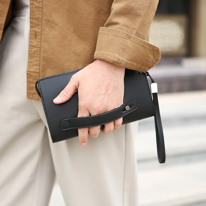 

Fashionable Men's New Solid Color PU Wallet Card Bag Handbag pochette uomo 정품급 sacoche homme sainth barth borsa bolso hombre