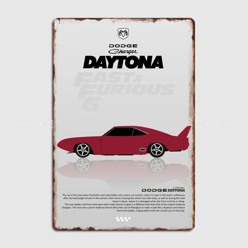 Dodge Charger Daytona Classics Car Retro Metal Sign Poster Garage Indoor Room Decor Club Bar Custom Tin Home Decor Wall Decor