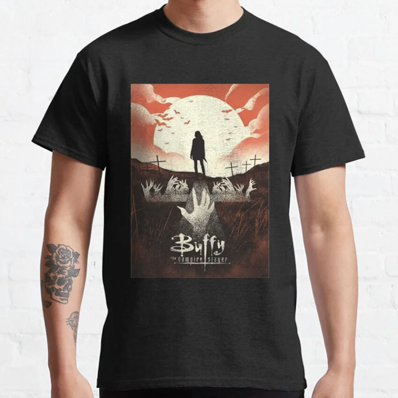 

80s retro Scary film Buffy The Vampire Slayer vintage horror movie Gift T-shirt for fans Large size Tops S-6xl men's clothing