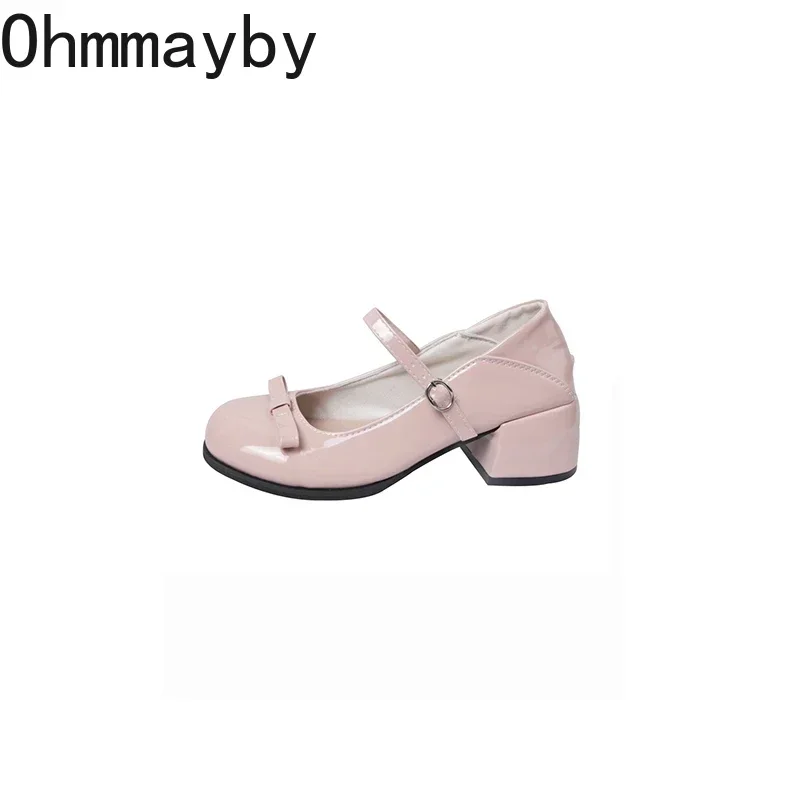 Retro Style JK Women Mary Jane Shoes Fashion Shallow Butterfly-knot Leather Shoes Autumn Ladies Dancing Party Prom Pumps