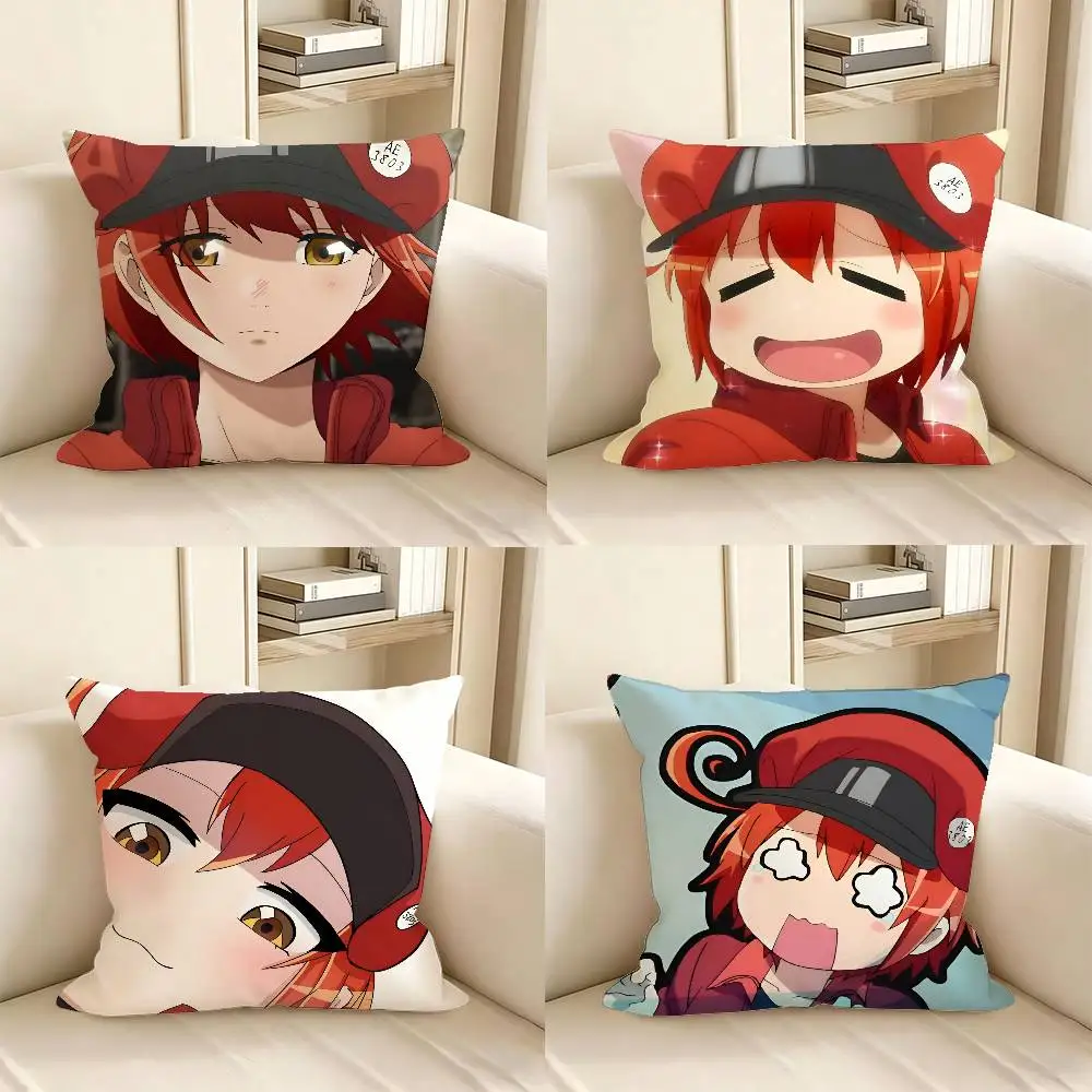 1pc Anime Cells At Work Pillow Case Fashion Square Pillowcase Bedroom Sofa Room Ins Decoration Leisure