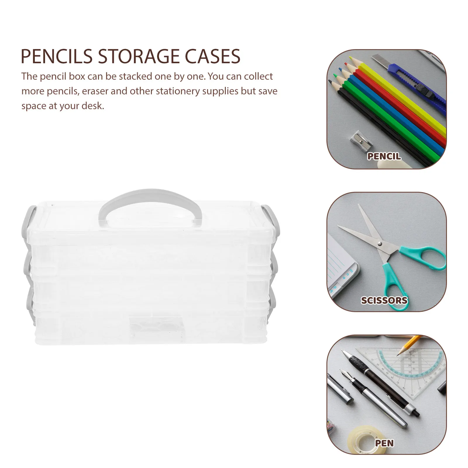 

PP Material Stackable Pencil Box Organizers Aesthetic Desk Accessories Stationery Storage Container