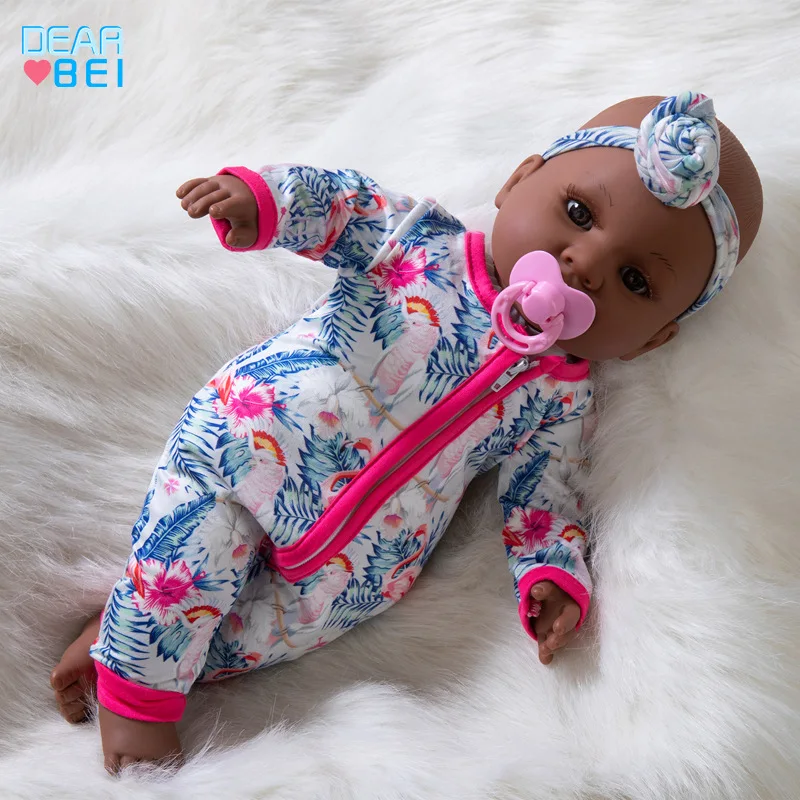 40cm New Cute Kawaii Simulation African Doll Baby Soothing Toys Cute Small Baby Realistic Rebirth Doll Kids Play House Toys