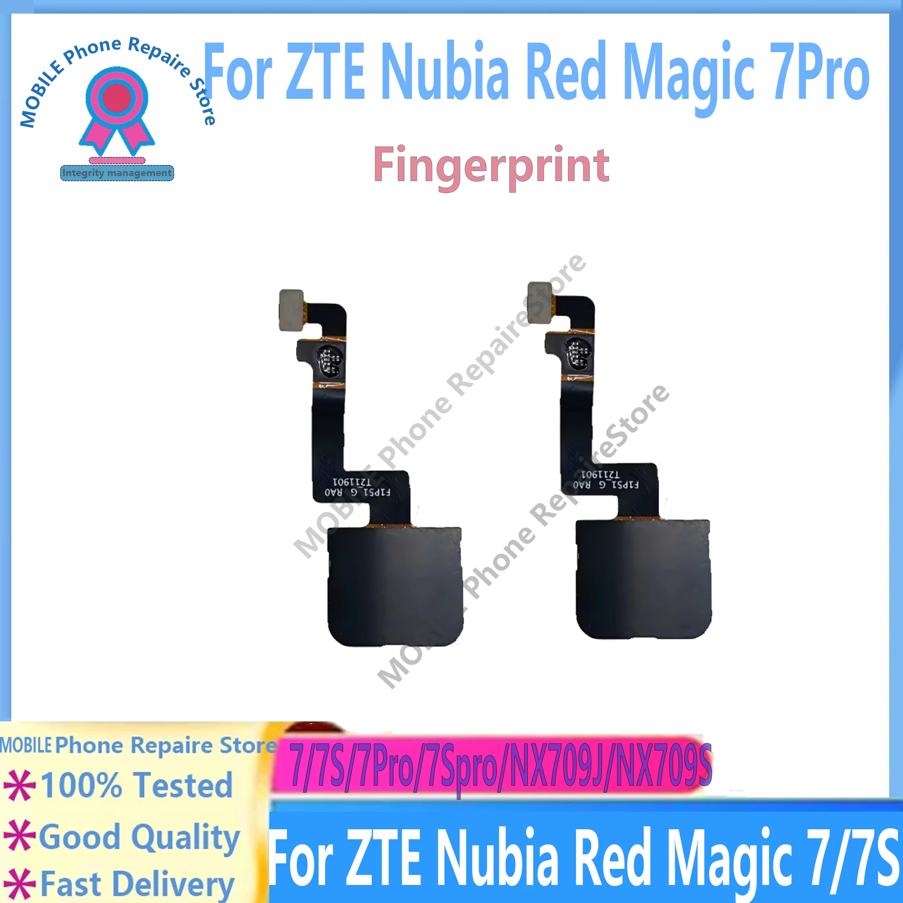 For ZTE Nubia Red Magic 7 / 7S / 7Pro / 7SPro NX679J NX679S NX709J NX709S Fingerprint Sensor Connector Replacement Repair Parts