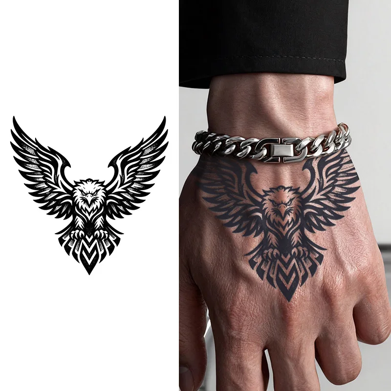 Adler Temporäres Tattoo, Kräuter-basiertes Semi-Permanentes Wasserfestes & Langlebiges, Realistisches Unisex Fake-Tattoo für Arm, Hand & Brust