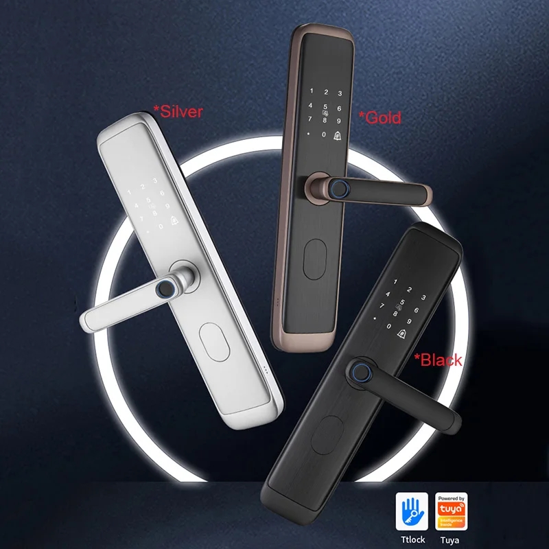 Tuya Smart Lock Wirelss With Wifi  Aluminum Alloy Fingerprint Unlock Support USB Emergency Charge Handle Direction Adjustable