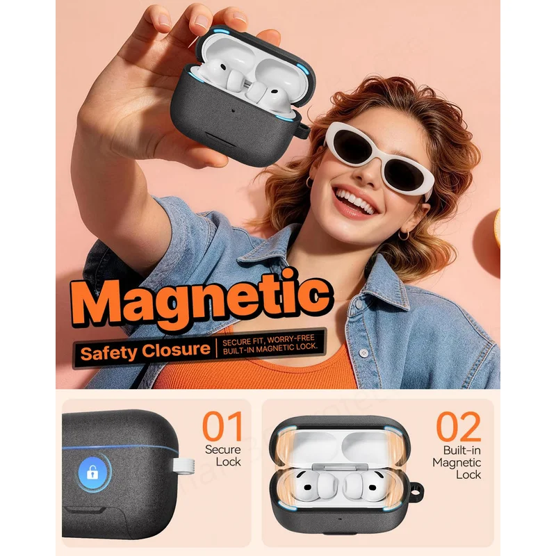  2026 For AirPod Pro 3 MagSafe  Magnetic Lock Design[Built-in Phone Stand]Anti-Scratch Case Cover For AirPods 4&Pro3 Hard Case view 4