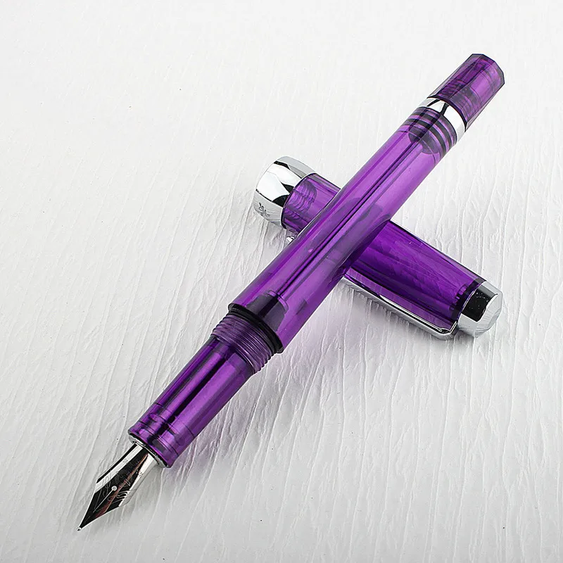 Yongsheng 013-pluma estilográfica de relleno al vacío, pluma de tinta transparente acrílica, sección transparente EF/F/ Nib, pluma de regalo para