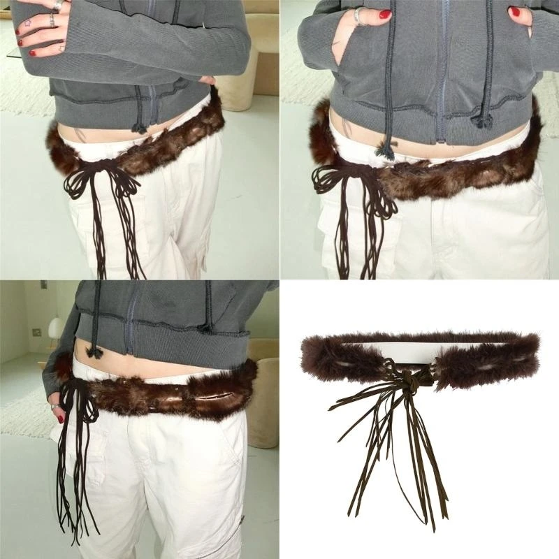 

Furry Plush Patched Belt Belt -х
