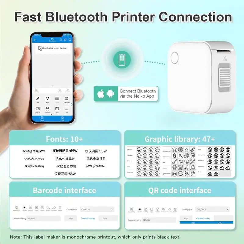 Whatook Bluetooth Portable Handheld Label Maker Machine with Inkless Thermal Printing Mini for Small Business, School