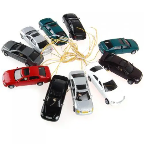 10Pcs 1:100 HO Painted Miniature Car Table Layout Accessory