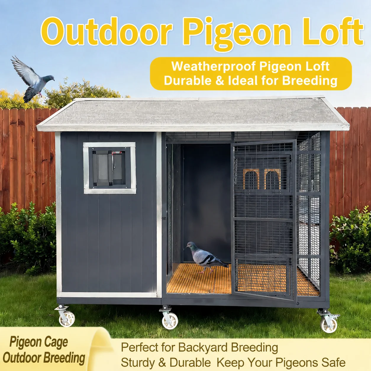Large-Scale Solid Pattern Wood Pigeon Coop Winter Warm-keeping Anti-Weasel Flying Cage for Household Pigeon Breeding