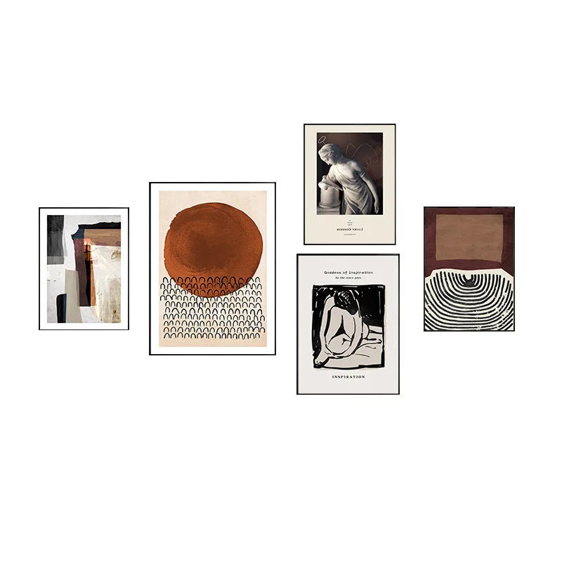 

Art niche ins style, living room hanging paintings, sofa background wall decoration, creative black and white abstract