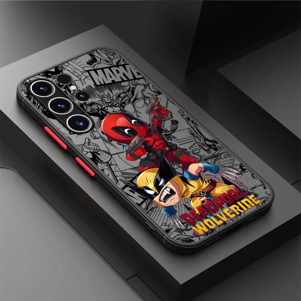 Luxury Marvel Deadpool And Wolverine Cartoon Case for Samsung Galaxy S24 Ultra S9 S22 Plus S20 FE S23 Ultra S21 S10 Lite Cover