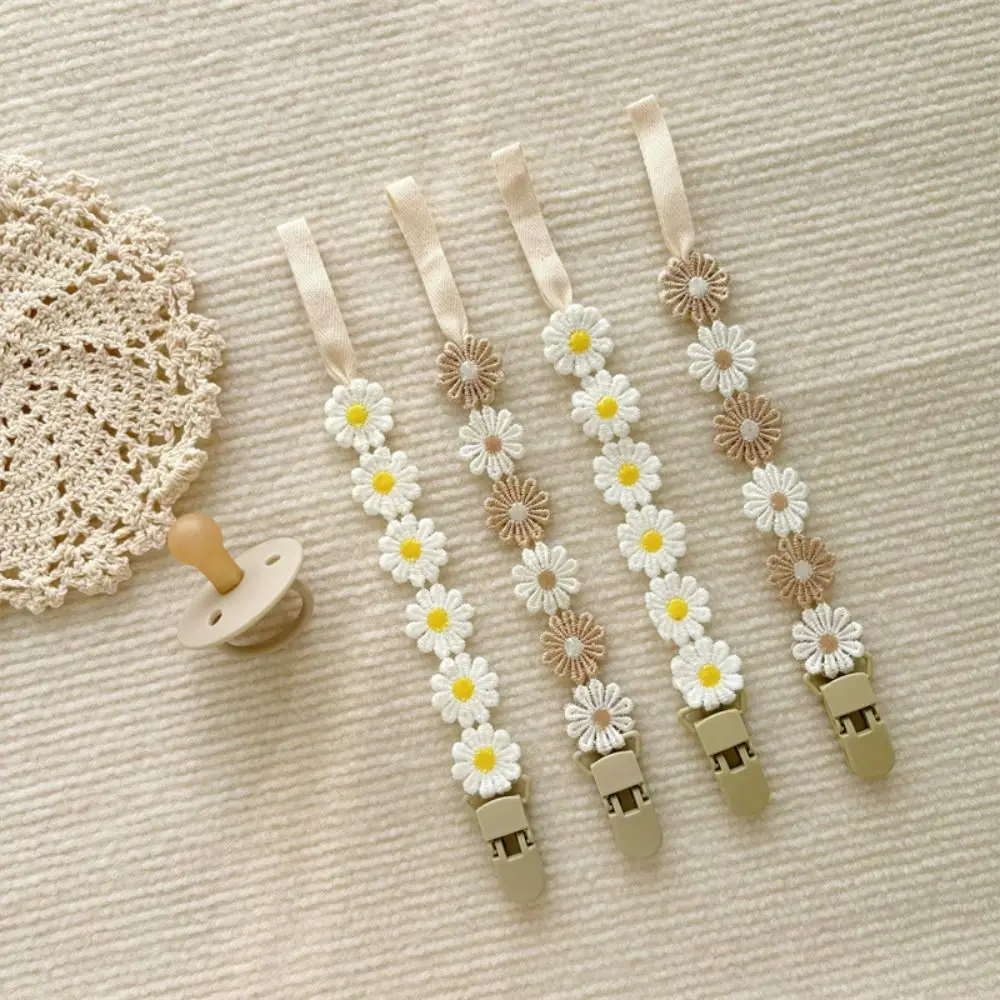 Verstellbare Gänseblümchen Blumen tuch Baby Schnuller Kette Säugling Zahnen Schnuller Halter Still ketten niedlichen Nippel halter Clips