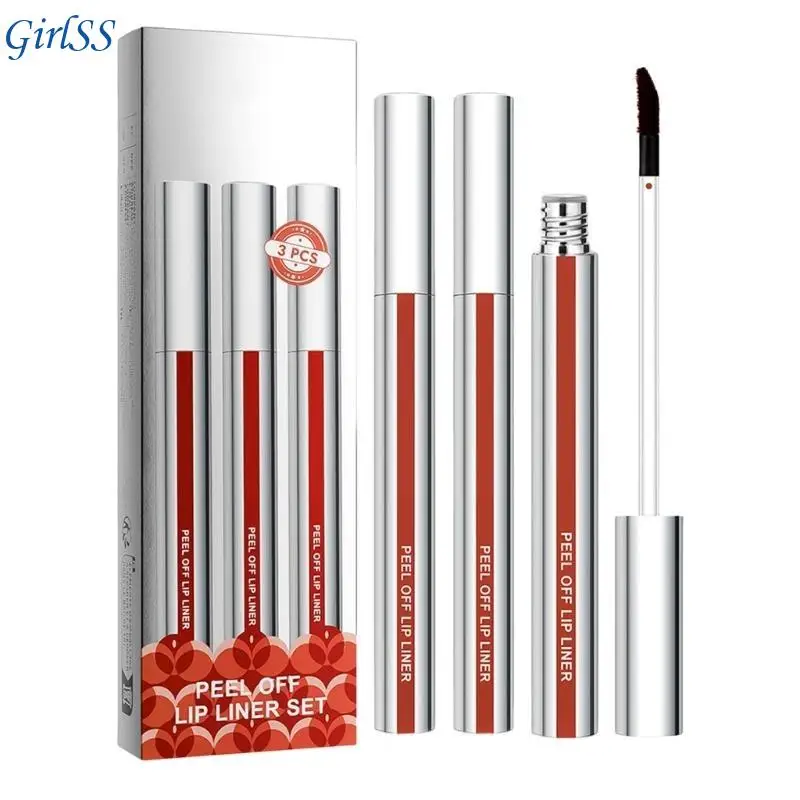 3 pezzi Creative peeling Off Lip Liner Set con cosmetico per labbra con finitura opaca impermeabile per definizione delle