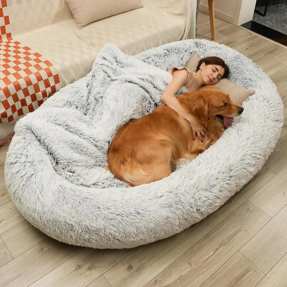 

75"L X 50"W X 14"Th Dog Bed for Large Dogs, 30D Sponge Bean Bag Beds, Detachable Giant Dog Bed