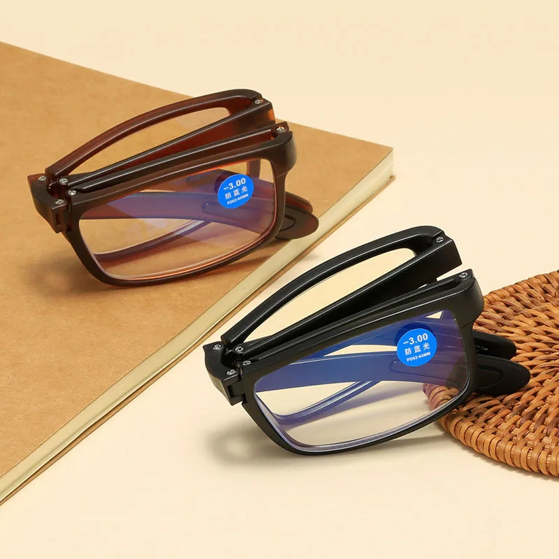 2024 Foldable Ultra Light TR90 Myopia Glasses Fashionable Unisex Portable Eyewear with Box Men Women Finished Myopia Glasses