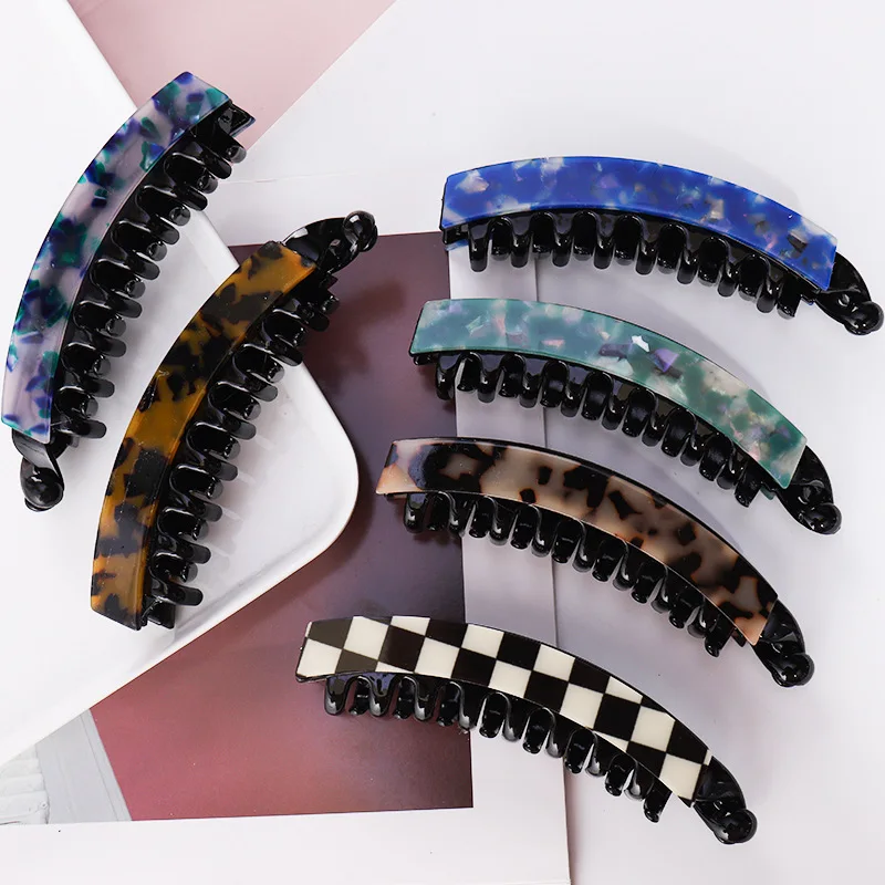 Blue Vintage Braided Hair Clips Ponytail Holder Fashion Banana Clip Women Girls Wave Ponytail Hair Pins Hair Styling Accessories