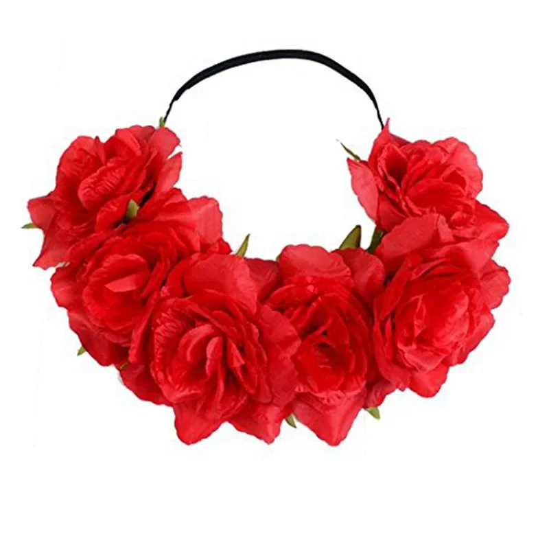 Women Girls Princess Romantic Artificial Flower Headband Wedding Bridesmaid Bride Wreath Photo  Headwear Cosplay  Halloween