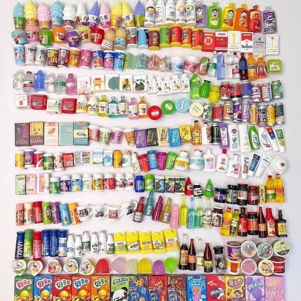 Casa de muñecas Mini juego de comida supermercado tienda de conveniencia una variedad de simulación caja de aperitivos botella de bebidas muñeca accesorios de juguete