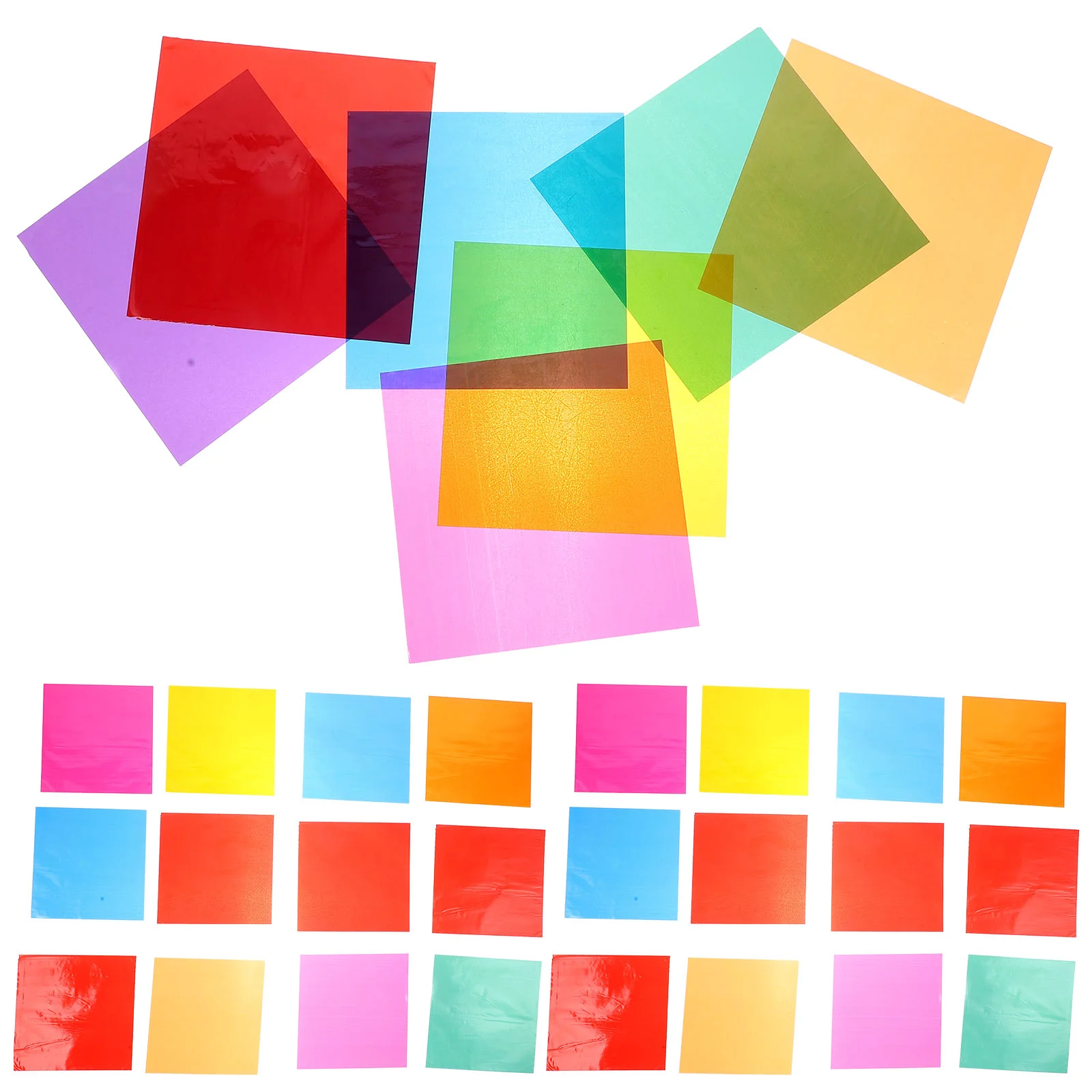 84 Pack Craft Wrapping Colored Cellophane Sheets Paper 7 Color Square Cellophane Sheets for Gift Wrapping Party Decor