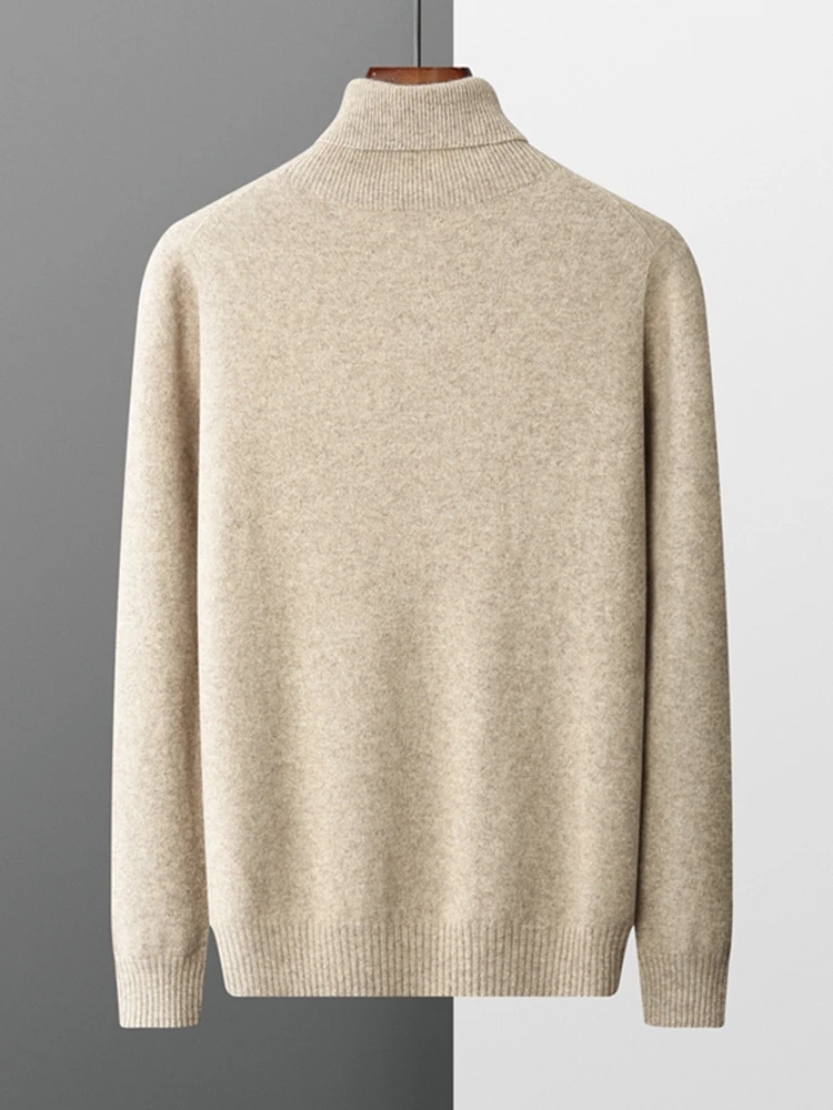 MEETCC Men Cashmere Turtleneck Pullover Luxury Thick Warm Sweater Autumn Winter Basic 100% Cashmere Knitwear Quality Jumpers
