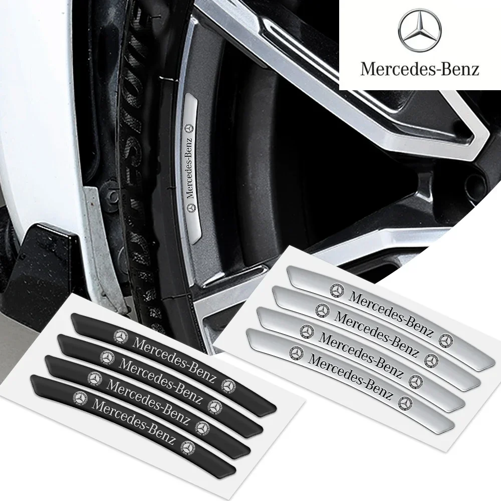 4Pcs Car Styling Wheel Rim Aluminum Logo Sticker For Mercedes benz A B C G Class AMG GLK GLA GLB W213 W251 W177 Wheel Hub Decals