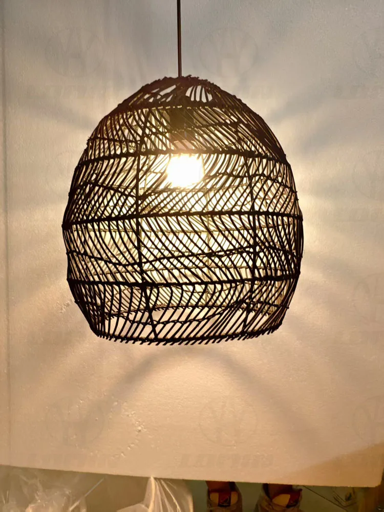 Chinese Style Rattan Pendant Light E27 Vintage Hanging Ceiling Lamp for Living Room Dining Room Home Decor CoffeeShop Restaurant