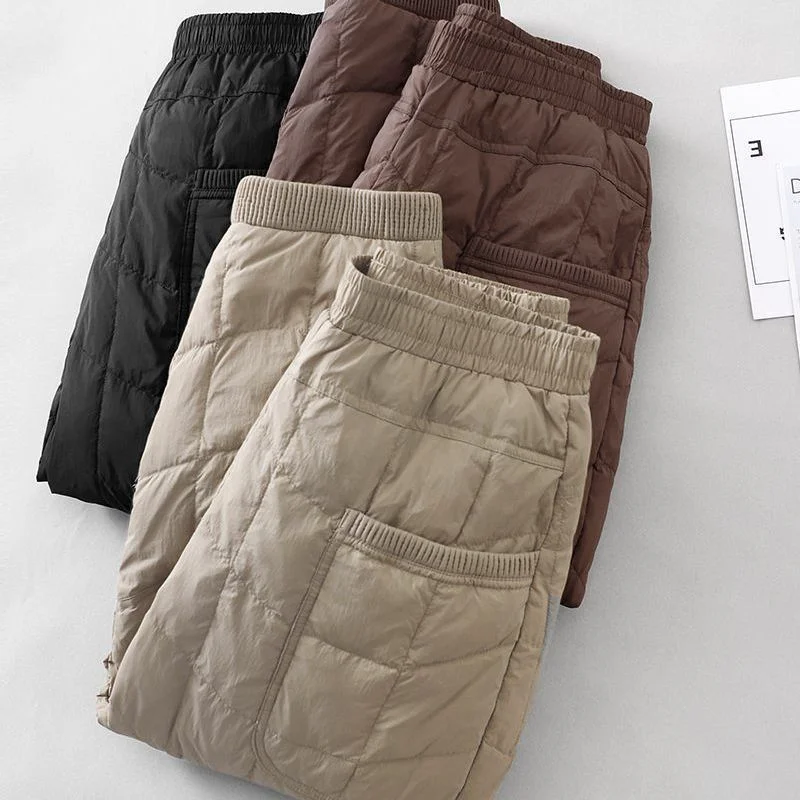 

High Waist Thermal Cotton Women's Casual Pants Autumn Winter New Sle Outerwear Windproof Slimming Straight Leg Trousers