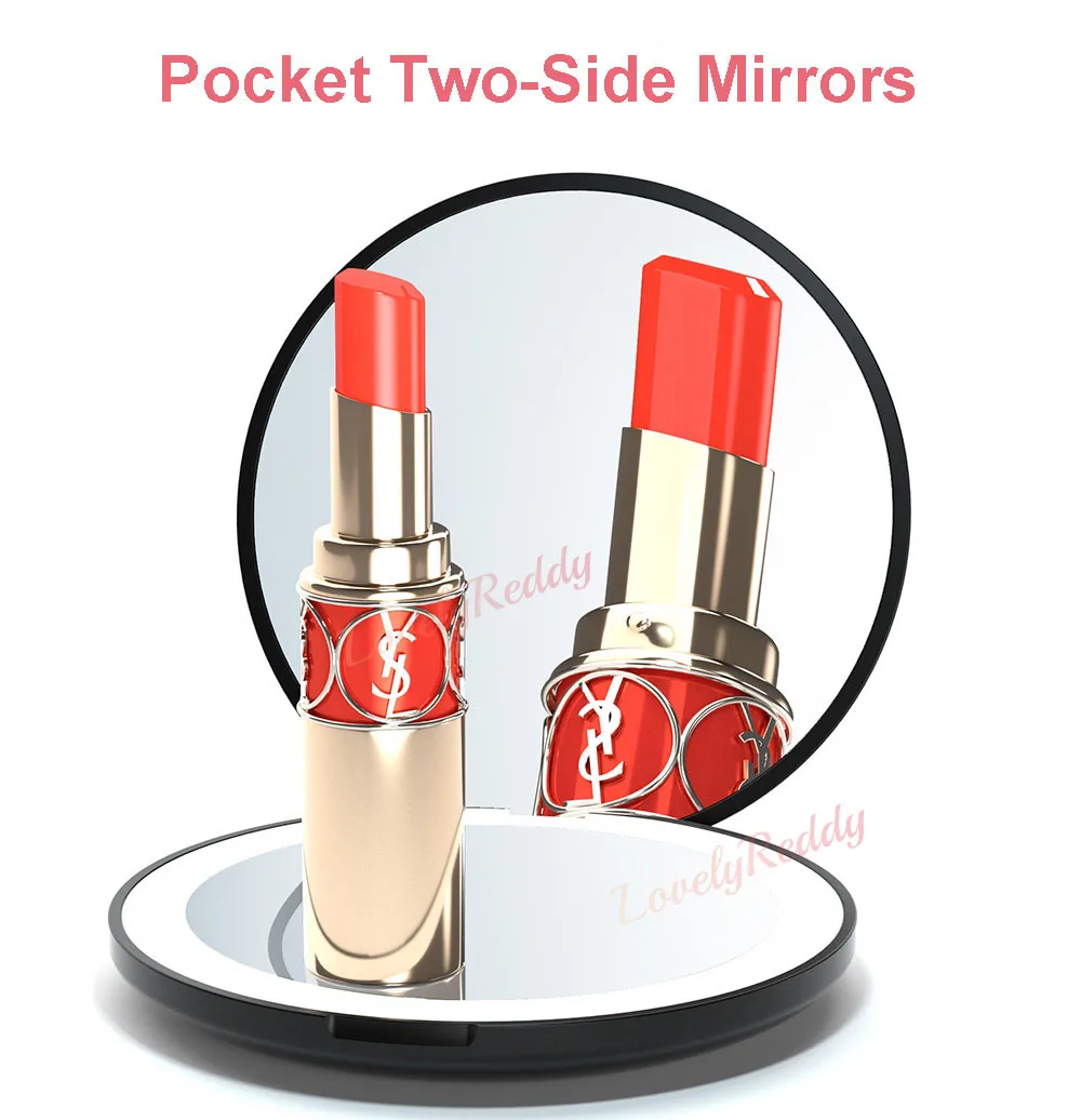 Mini Folding Cosmetic Mirror 1x 10x Magnifying Led Handheld Makeup Mirror Girls Compact Travel Round Led Beauty Mirrors