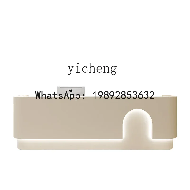 AB  beauty salon checkout page  clothing store curved bar counter light luxury reception desk
