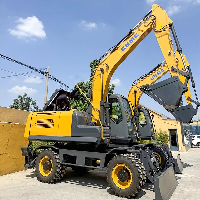 CN60 6 Ton Wheeled Excavator Bagger High Power Backhoe Excavator CE EPA Certified Hydraulic System Construction Site Use