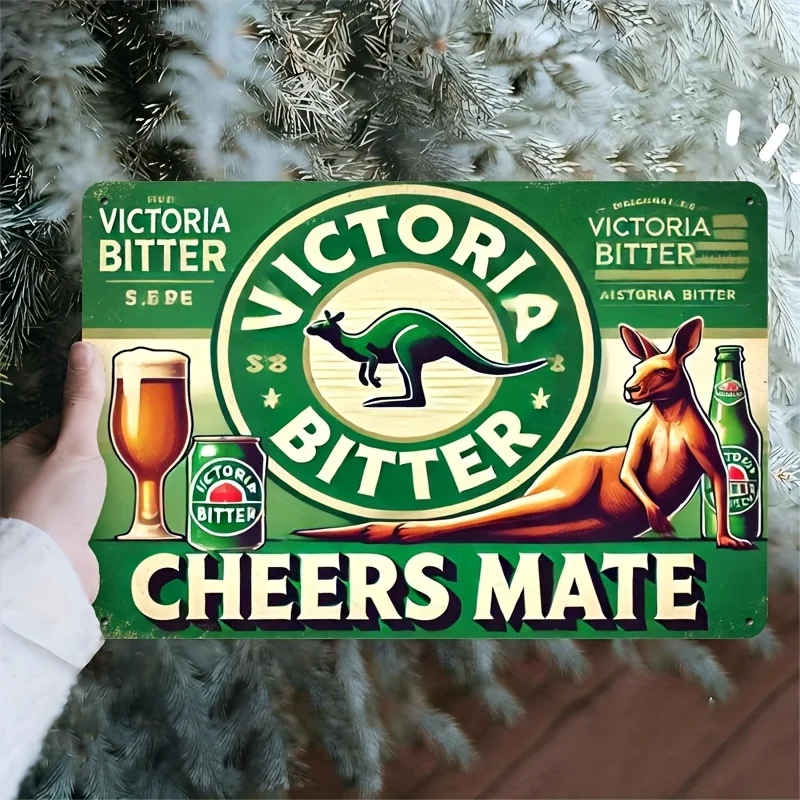 [Vintage Metal Sign] Vintage-Style Victoria Bitter Cheers Mate Metal Sign |  , Easy to Hang, for Home, Bar, Cafe, Office, Metal