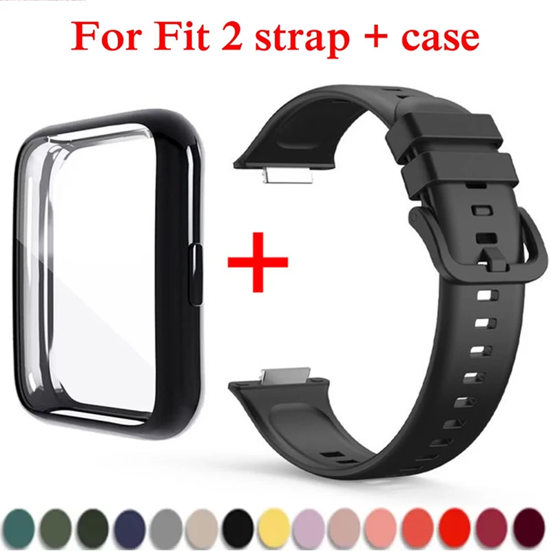 TPU Case+band For huawei watch fit 2 strap Silicone Replacement watchband correa smartwatch sport wrist bracelet fit2 Accessorie