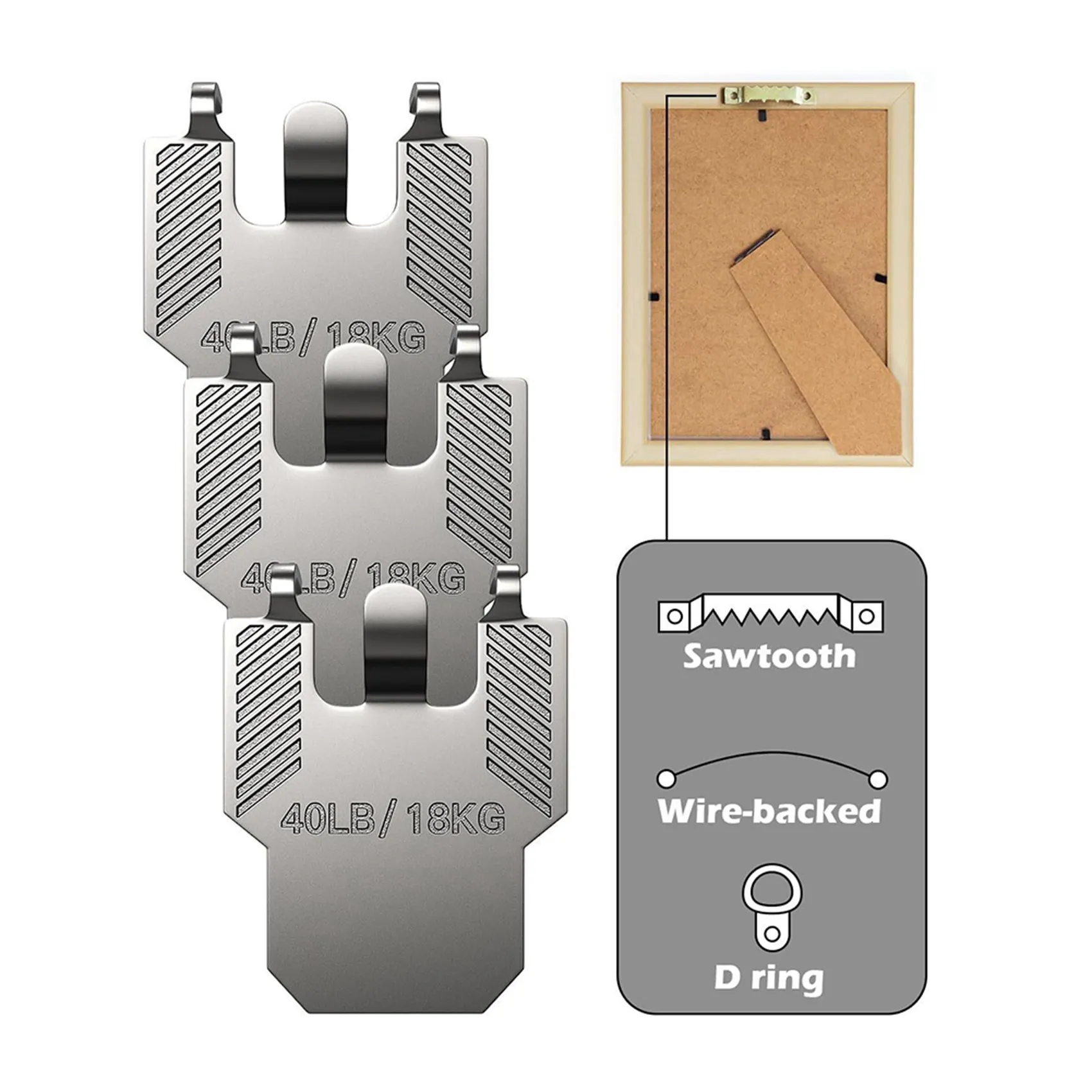 Retail 30Pcs Claw Picture Hangers For Drywall 40Lb Capacity Each, Tool-Free Installation For Pictures, Mirrors & Wall Decor