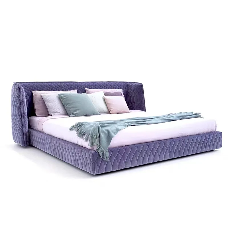 High-end Italian fabric soft bag bed creative light luxury modern simple master bedroom villa 1.8 meters double bed