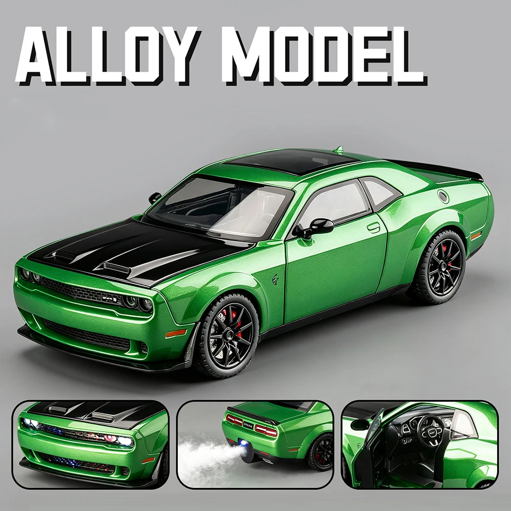 1:24 Hellcat Tourbillon Miniature Toys Alloy Diecast Model Sportscar Sound Light Pull Back Metal Body Rubber Tire Vehices Gifts