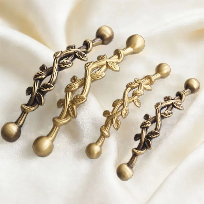 Creative Brass Hollow Tree Branch Cabinet Handle European American Style Wardrobe Handle Antique Bronze Shoe Cabinet Door Handle