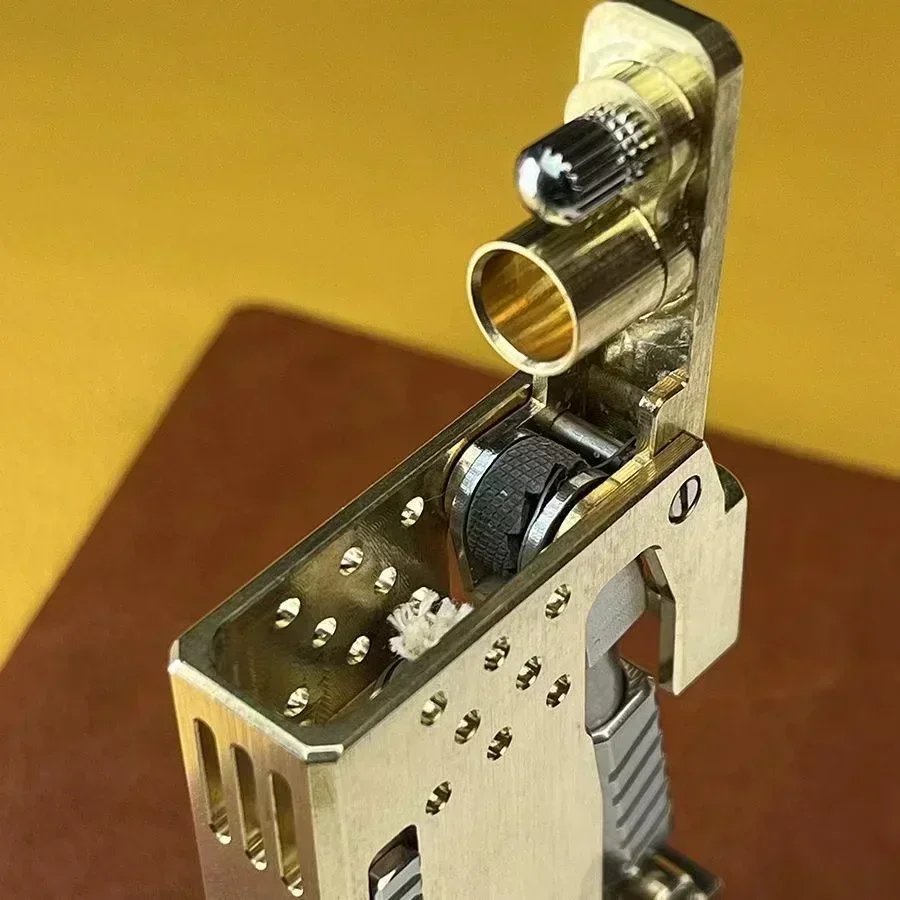 Handmade brass mechanical trench lighter, vintage grinding wheel, men's cigarette gift Lighters are unusual lighters unique