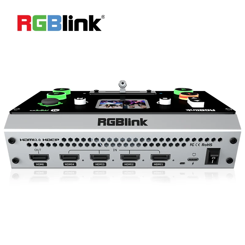 Rgblink mini pro switcher de vídeo painel de controle de 4 canais de controle do painel de distribuição t-bar suporte para o aplicativo de controle ao vivo transmissão de streaming