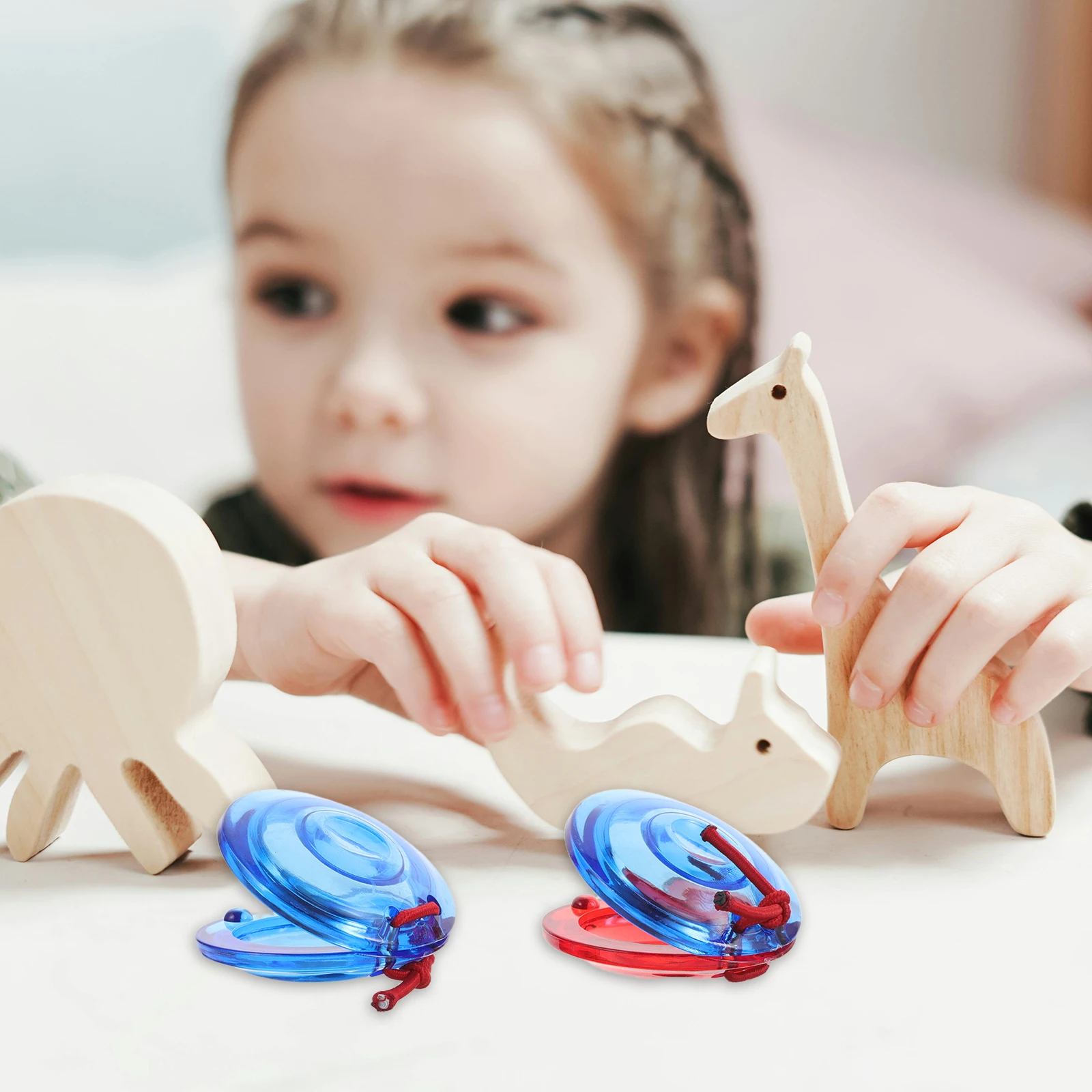 

6 pcs Kids Castanets Transparent Plastic Finger Percussion Instruments Dance Boards Clear Sound Childsafe Toddler Musical Rhythm
