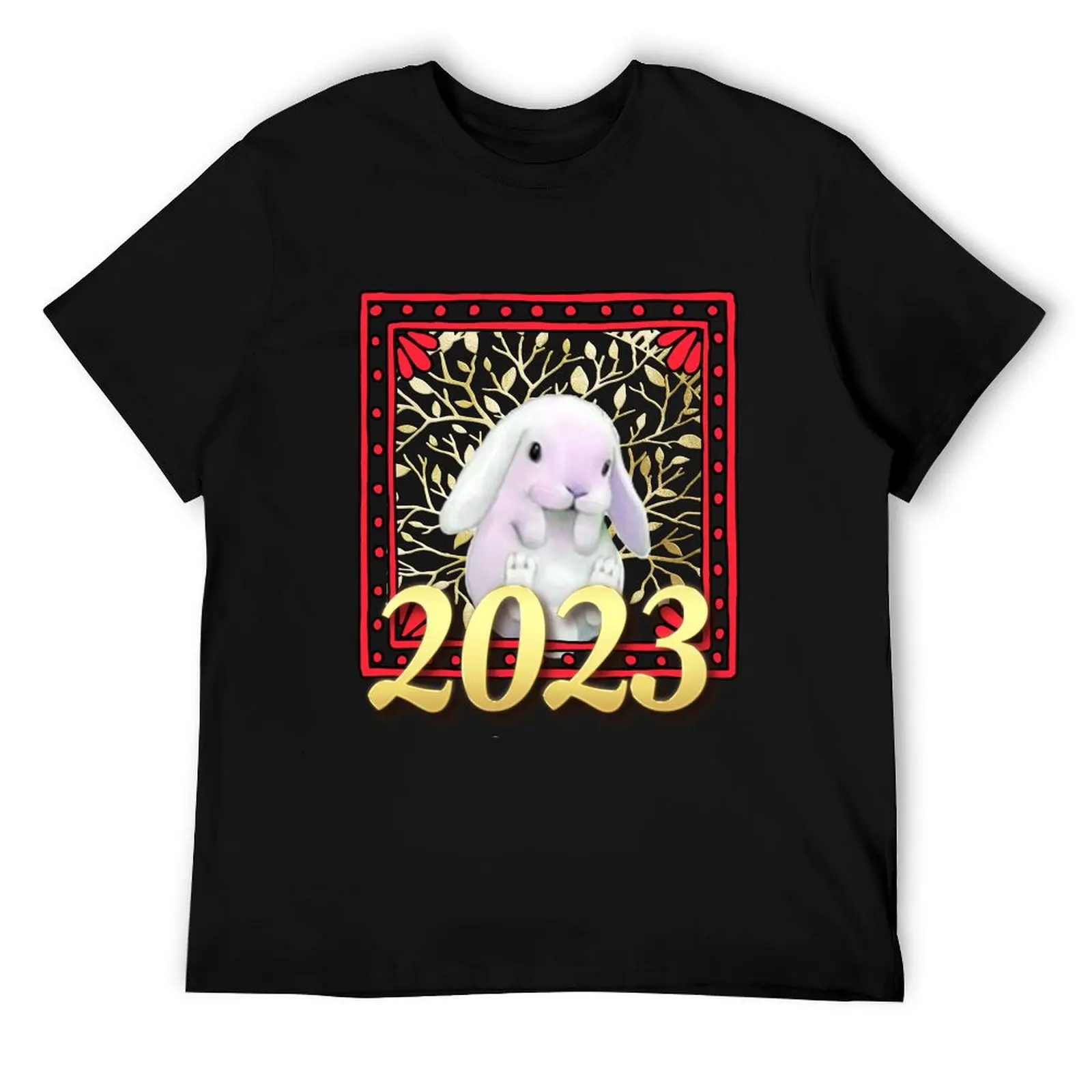 

Happy Year of the Rabbit 2023 With Gold Text T-Shirt anime t shirts for man anime t shirts oversize T-Shirt