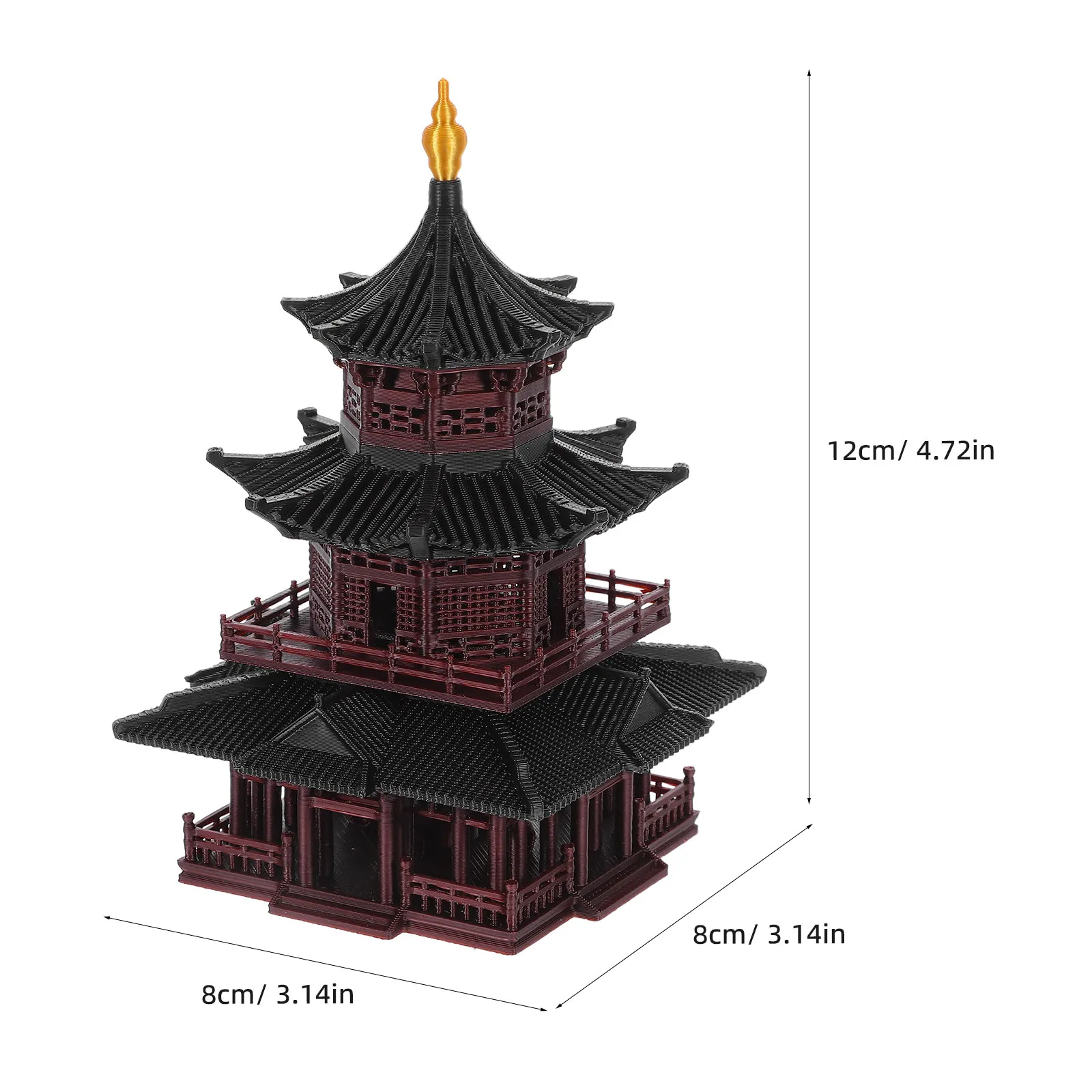 Miniature Asian Zen Pagoda Statue Handmade Elegant Hexagon Pavilion Ornament for Micro Landscape Aquarium Fairy Garden