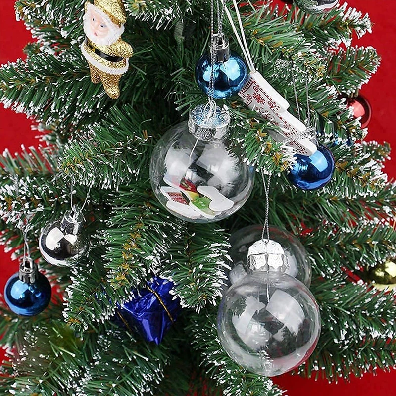 Clear Christmas Ball Plastic Fillable Bauble Xmas Tree Hanging Ornament Pendant Marry Christmas Kids Gift Present Box Decoration