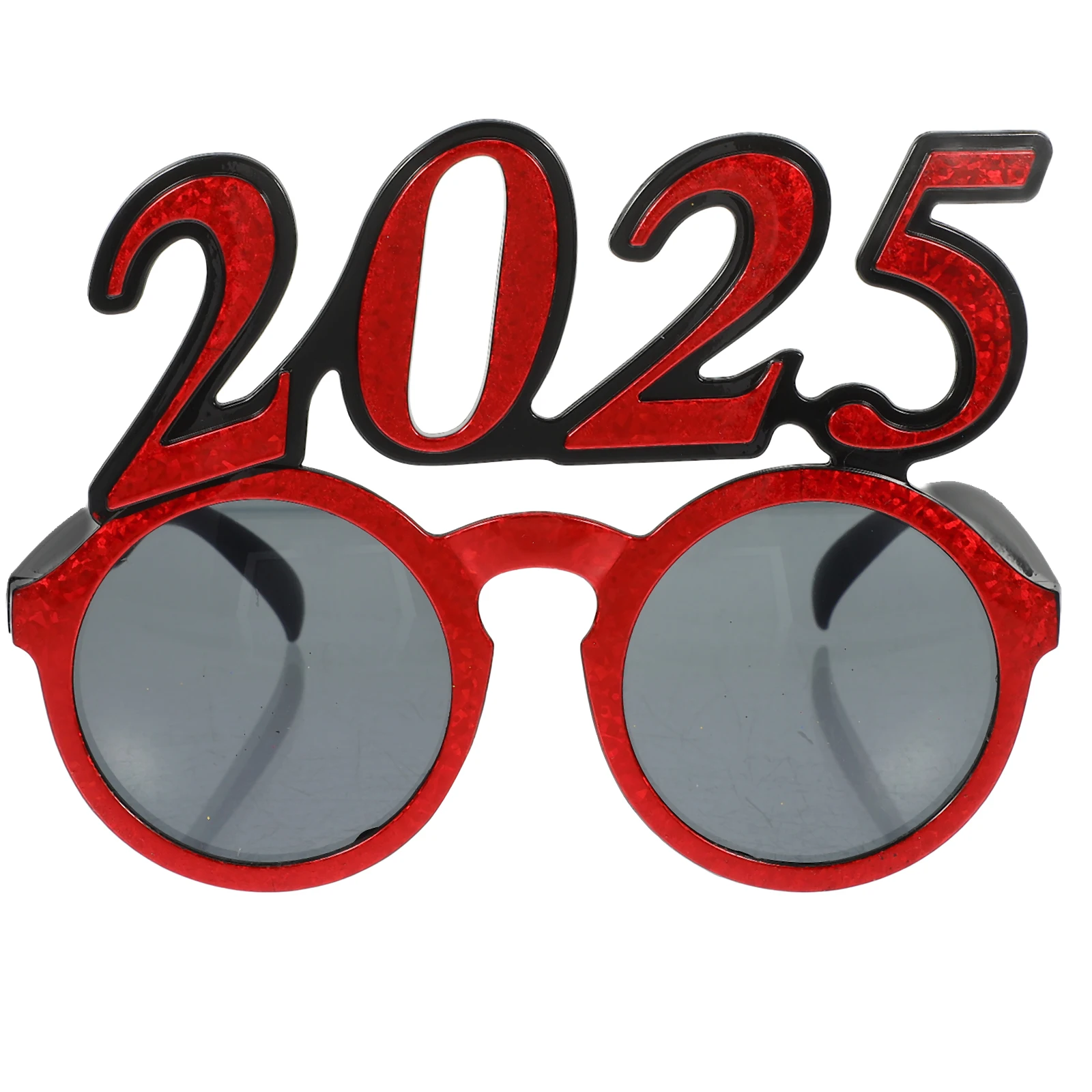 

New Years Glasses Round Frame Digital Year's Day Photo Props Party Eyeglasses Red Happy Men and Women