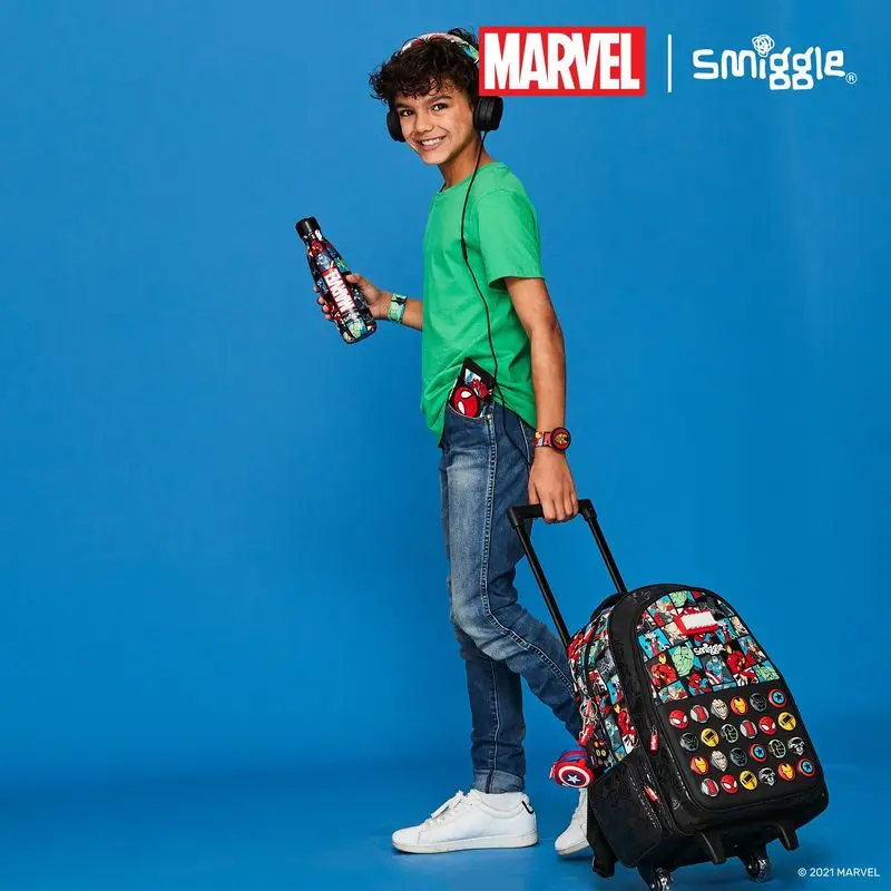 Genuine Australia Smiggle Children Tie Rod Backpack With Wheels Travel Backpack Wheel Bag Student Gifts