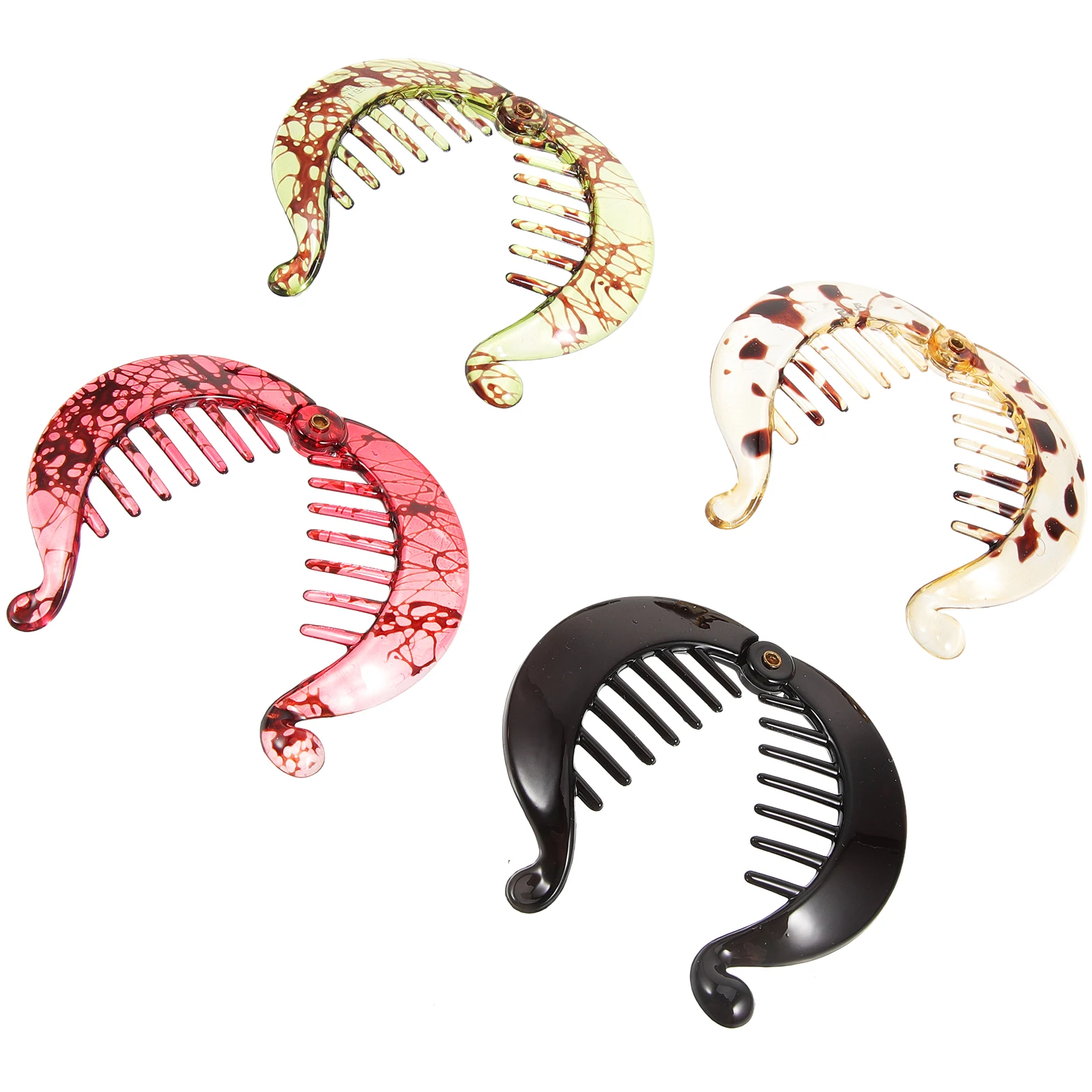 

4 Pcs Hair Clips Accessories Women Fine Thick Hair Ponytail Holder Clip Banana Plastic Durable Comfortable Birthday Dating Daily
