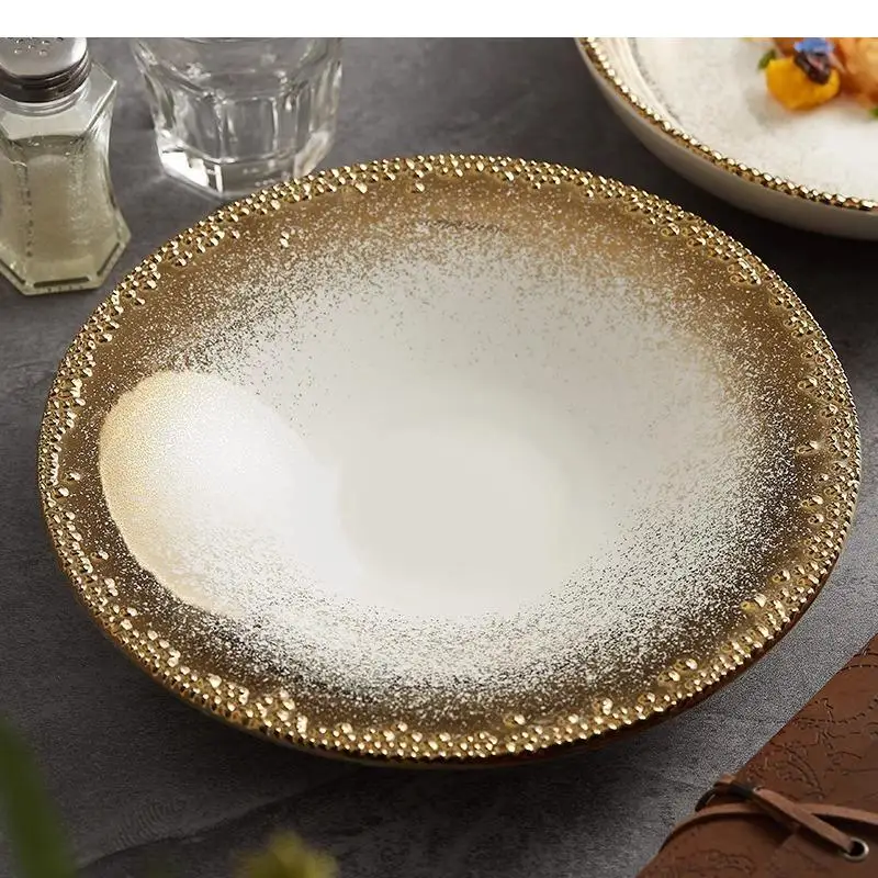 Bead Point Ceramic Dinner Plate Salad Pasta Thick Soup Plates Molecular Food Specialty Tableware